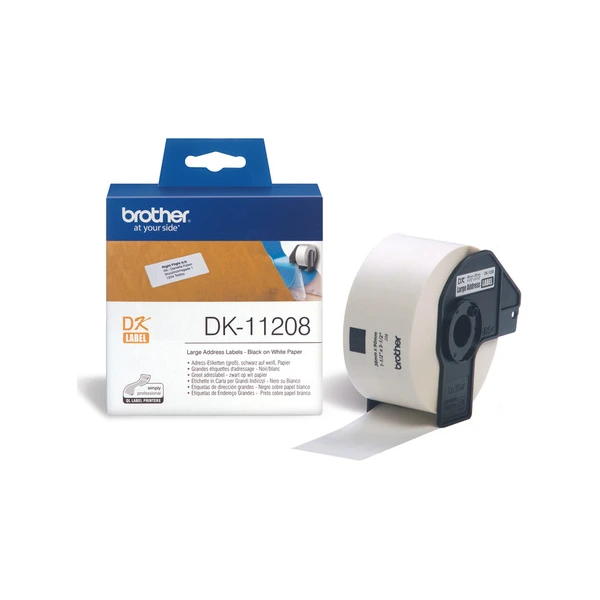 Brother兄弟牌 DK-11208 標籤帶 白底黑字 38mm x 90mm